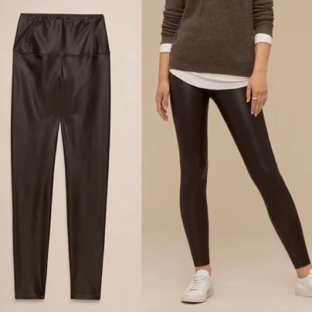Aritzia Wilfred Free Daria Pant High Waisted Vegan Leather Leggings Black Size S